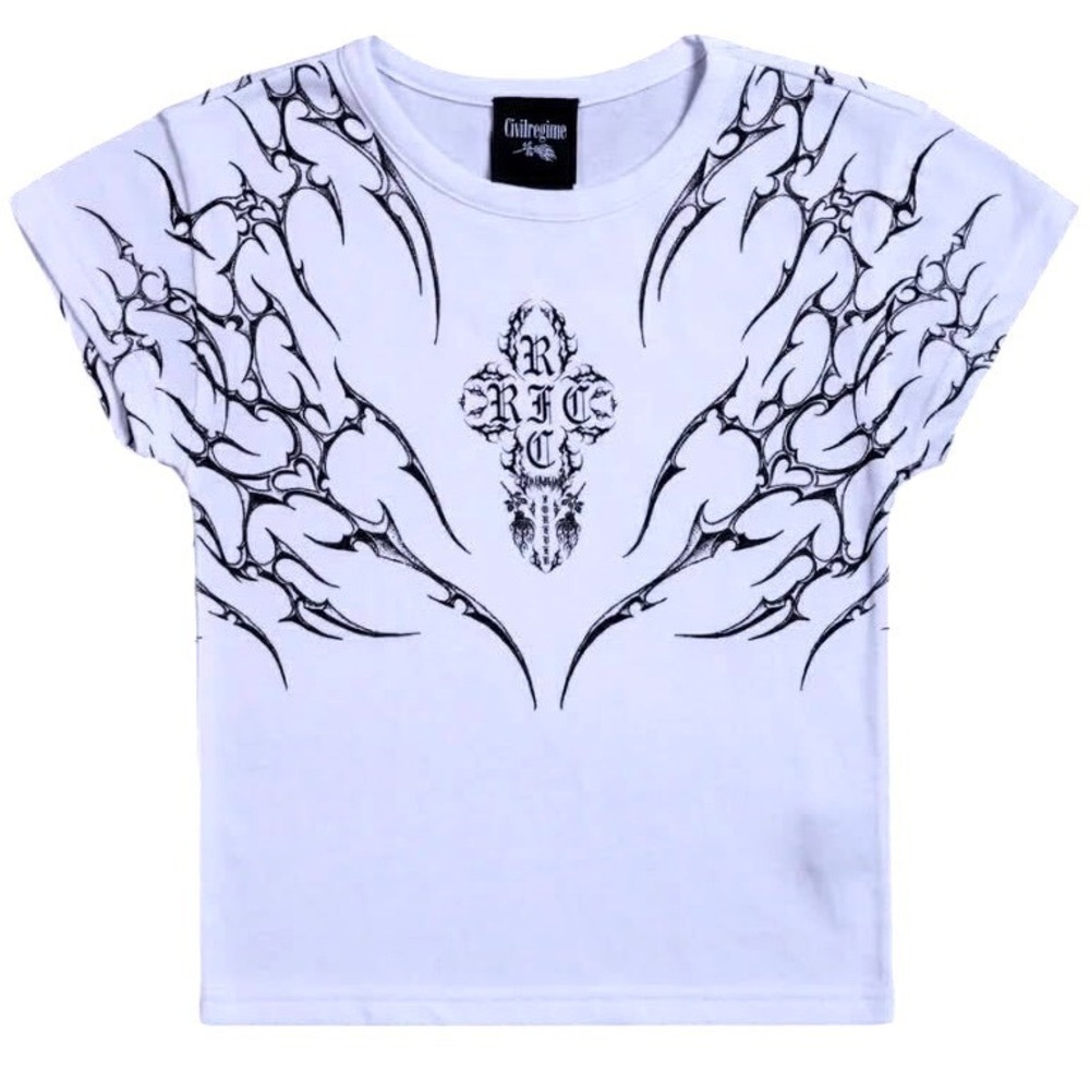 Civil Regime Forever Baby Tee White Gothic Size Large